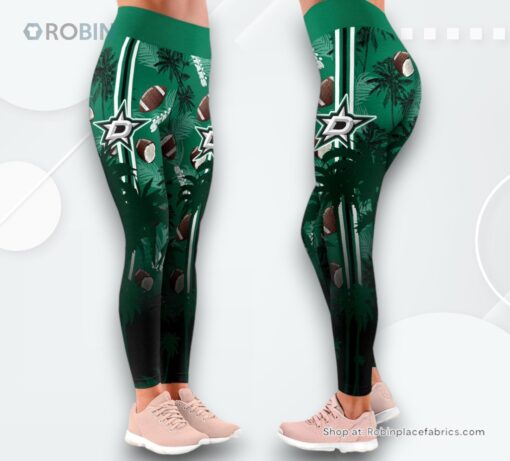 NHL Dallas Stars Summer Flower High Waisted Leggings For Women, Stars Gear