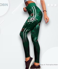 NHL Dallas Stars Summer Flower High Waisted Leggings For Women, Stars Gear