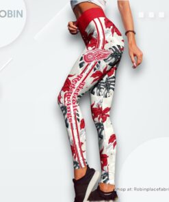 NHL Detroit Red Wings Flower Leggings For Women, Detroit Red Wings Team Gifts NHL Detroit Red Wings Flower Leggings For Women, Detroit Red Wings Team Gifts