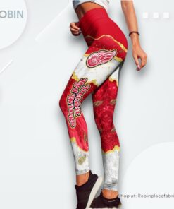 NHL Detroit Red Wings Summer Flower Leggings For Women, Detroit Red Wings Gifts