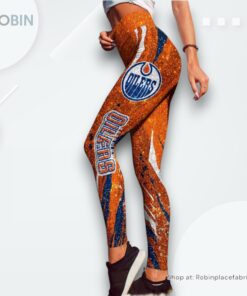 NHL Edmonton Oilers Flower High Waisted Leggings For Women, Edmonton Oilers Unique Gifts