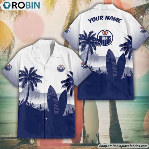 NHL Edmonton Oilers Summer Coconut Tree Pattern Aloha Shirt