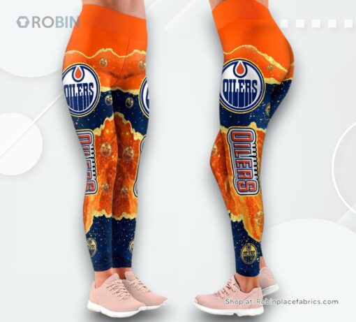 NHL Edmonton Oilers Summer Flower Leggings For Women, Edmonton Oilers Team Gifts