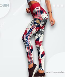 NHL Florida Panthers Flower Leggings For Women, Panthers Gear NHL Florida Panthers Flower Leggings For Women, Panthers Gear
