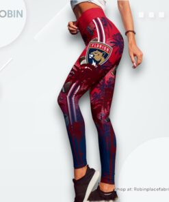 NHL Florida Panthers Summer Flower High Waisted Leggings For Women, Florida Panthers Unique Gifts NHL Florida Panthers Summer Flower High Waisted Leggings For Women, Florida Panthers Unique Gifts