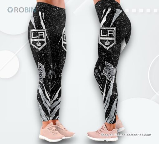 NHL Los Angeles Kings Flower High Waisted Leggings For Women, Kings Gifts for Fans