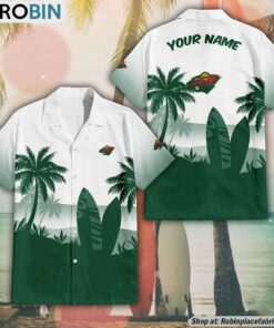 NHL Minnesota Wild Summer Coconut Tree Pattern Aloha Shirt NHL Minnesota Wild Summer Coconut Tree Pattern Aloha Shirt