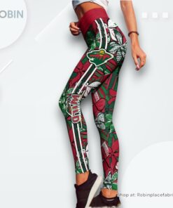 NHL Minnesota Wild Summer Flower Pattern High Waisted Leggings For Women, Wild Gifts for Fans NHL Minnesota Wild Summer Flower Pattern High Waisted Leggings For Women, Wild Gifts for Fans