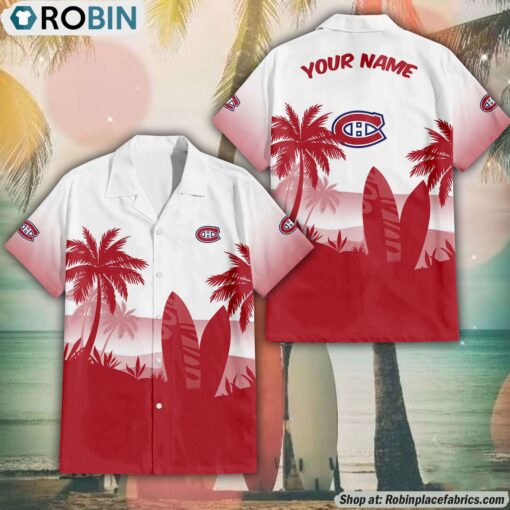 NHL Montreal Canadiens Summer Coconut Tree Pattern Aloha Shirt