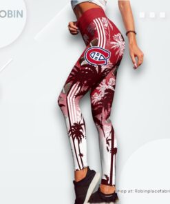 NHL Montreal Canadiens Summer Flower High Waisted Leggings For Women, Montreal Canadiens Merch NHL Montreal Canadiens Summer Flower High Waisted Leggings For Women, Montreal Canadiens Merch
