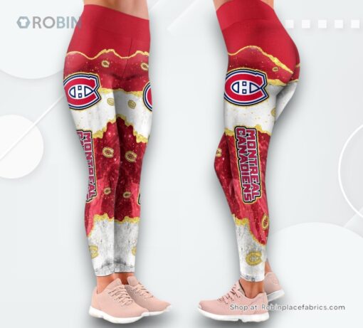 NHL Montreal Canadiens Summer Flower Leggings For Women, Canadiens Gifts for Fans