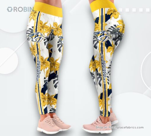 NHL Nashville Predators Flower Leggings For Women, Nashville Predators Team Gifts