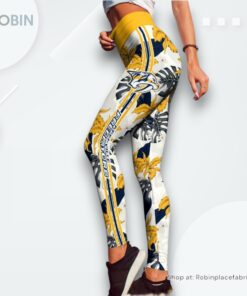 NHL Nashville Predators Flower Leggings For Women, Nashville Predators Team Gifts NHL Nashville Predators Flower Leggings For Women, Nashville Predators Team Gifts