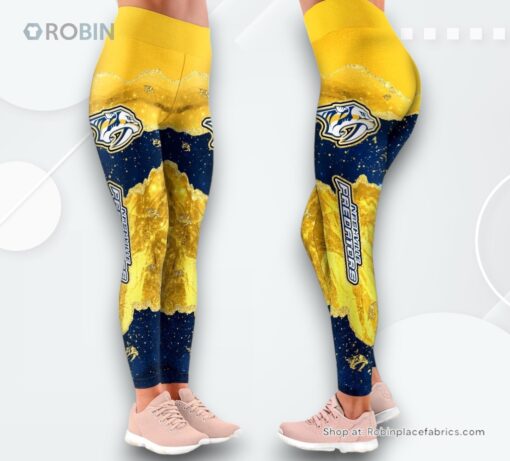 NHL Nashville Predators Summer Flower Leggings For Women, Nashville Predators Merchandise