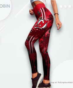 NHL New Jersey Devils Summer Flower High Waisted Leggings For Women, New Jersey Devils Gifts for Fans NHL New Jersey Devils Summer Flower High Waisted Leggings For Women, New Jersey Devils Gifts for Fans
