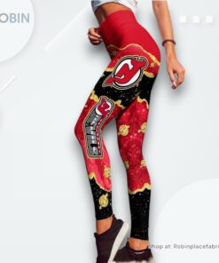 NHL New Jersey Devils Summer Flower Leggings For Women, New Jersey Devils Team Gifts NHL New Jersey Devils Summer Flower Leggings For Women, New Jersey Devils Team Gifts