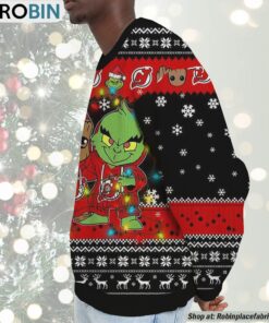 NHL New Jersey Devils Baby Groot And Grinch Best Friends Ugly Christmas Sweatshirt & Sweater