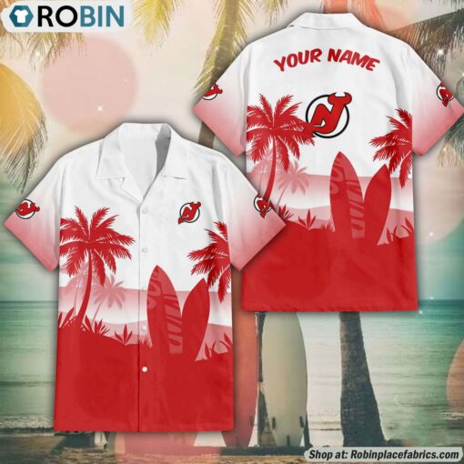 NHL New Jersey Devils Summer Coconut Tree Pattern Hawaiian Shirt