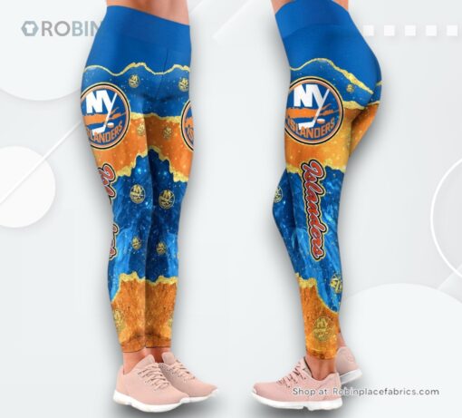 NHL New York Islanders Summer Flower Leggings For Women, Islanders Merch
