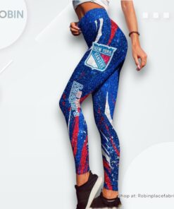 NHL New York Rangers Flower High Waisted Leggings For Women, New York Rangers Gifts NHL New York Rangers Flower High Waisted Leggings For Women, New York Rangers Gifts