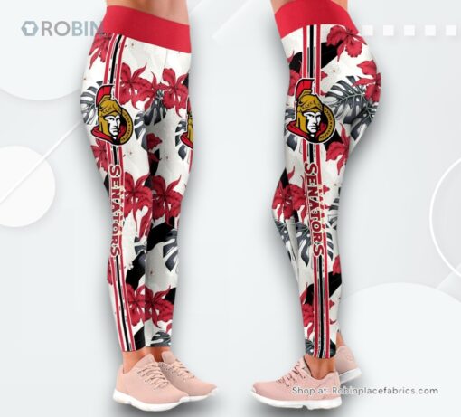 NHL Ottawa Senators Flower Leggings For Women, Senators Gifts