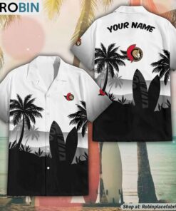NHL Ottawa Senators Summer Coconut Tree Pattern Aloha Shirt