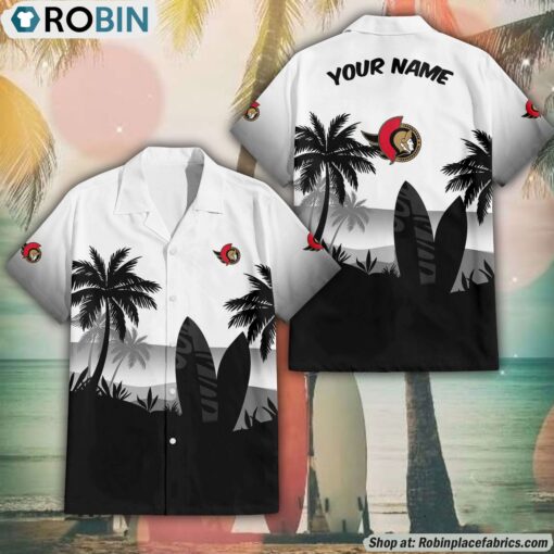 NHL Ottawa Senators Summer Coconut Tree Pattern Aloha Shirt