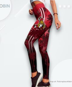 NHL Ottawa Senators Summer Flower High Waisted Leggings For Women, Ottawa Senators Unique Gifts NHL Ottawa Senators Summer Flower High Waisted Leggings For Women, Ottawa Senators Unique Gifts