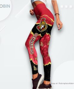NHL Ottawa Senators Summer Flower Leggings For Women, Ottawa Senators Gifts NHL Ottawa Senators Summer Flower Leggings For Women, Ottawa Senators Gifts