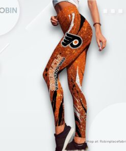 NHL Philadelphia Flyers Flower High Waisted Leggings For Women, Flyers Gifts for Fans NHL Philadelphia Flyers Flower High Waisted Leggings For Women, Flyers Gifts for Fans
