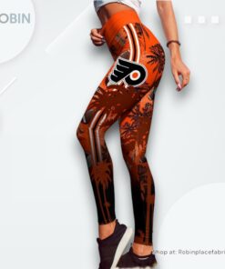 NHL Philadelphia Flyers Summer Flower High Waisted Leggings For Women, Philadelphia Flyers Team Gifts NHL Philadelphia Flyers Summer Flower High Waisted Leggings For Women, Philadelphia Flyers Team Gifts