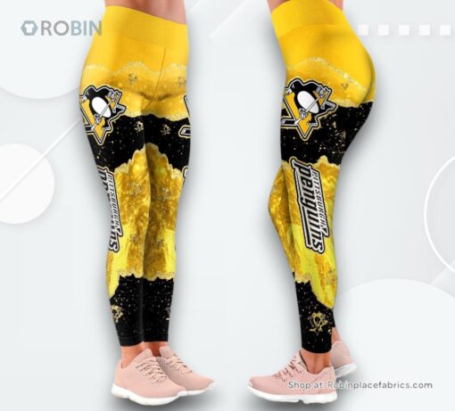 NHL Pittsburgh Penguins Summer Flower Leggings For Women, Penguins Gifts
