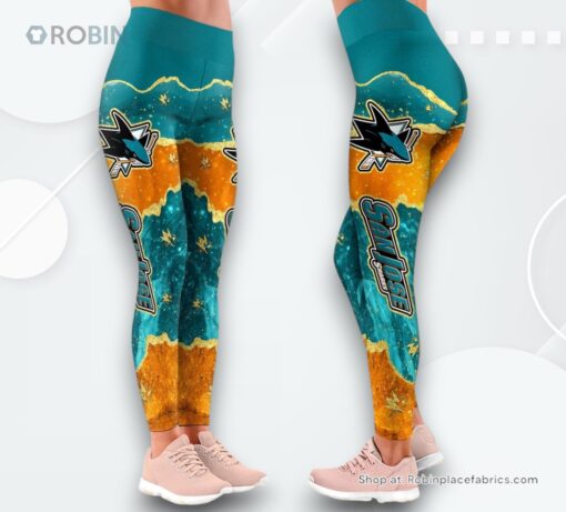 NHL San Jose Sharks Summer Flower Leggings For Women, Sharks Gifts