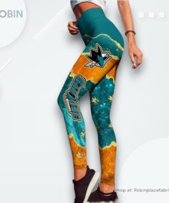 NHL San Jose Sharks Summer Flower Leggings For Women, Sharks Gifts NHL San Jose Sharks Summer Flower Leggings For Women, Sharks Gifts