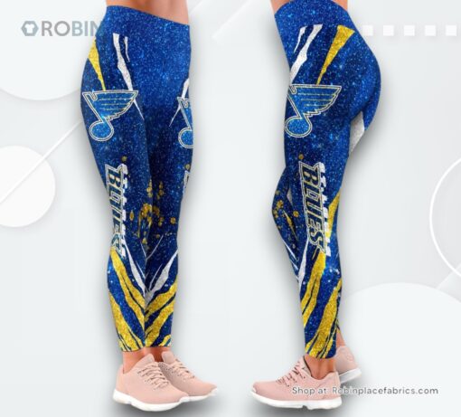 NHL St. Louis Blues Flower High Waisted Leggings For Women, Blues Gifts