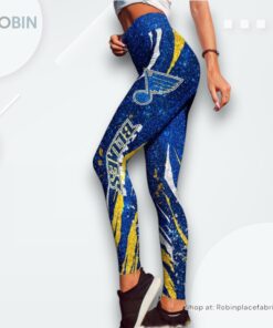 NHL St. Louis Blues Flower High Waisted Leggings For Women, Blues Gifts NHL St. Louis Blues Flower High Waisted Leggings For Women, Blues Gifts