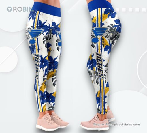 NHL St. Louis Blues Flower Leggings For Women, Blues Merchandise
