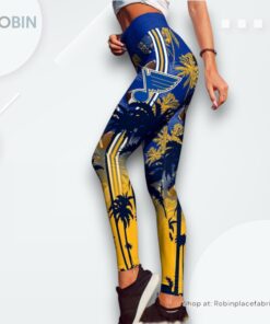 NHL St. Louis Blues Summer Flower High Waisted Leggings For Women, Blues Team Gifts NHL St. Louis Blues Summer Flower High Waisted Leggings For Women, Blues Team Gifts