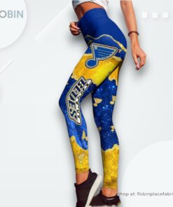 NHL St. Louis Blues Summer Flower Leggings For Women, Blues Merchandise NHL St. Louis Blues Summer Flower Leggings For Women, Blues Merchandise