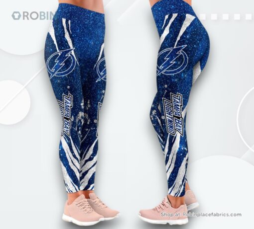 NHL Tampa Bay Lightning Flower High Waisted Leggings For Women, Tampa Bay Lightning Team Gifts