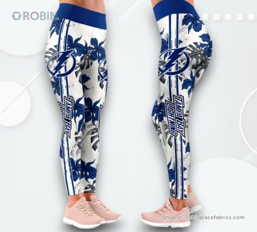 NHL Tampa Bay Lightning Flower Leggings For Women, Lightning Gifts for Fans