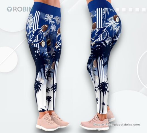 NHL Tampa Bay Lightning Summer Flower High Waisted Leggings For Women, Lightning Unique Gifts