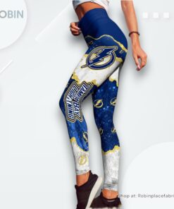 NHL Tampa Bay Lightning Summer Flower Leggings For Women, Tampa Bay Lightning Merchandise NHL Tampa Bay Lightning Summer Flower Leggings For Women, Tampa Bay Lightning Merchandise
