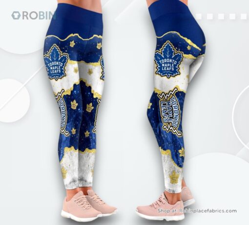 NHL Toronto Maple Leafs Summer Flower Leggings For Women, Toronto Maple Leafs Gifts for Fans