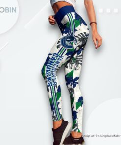 NHL Vancouver Canucks Flower Leggings For Women, Vancouver Canucks Merch NHL Vancouver Canucks Flower Leggings For Women, Vancouver Canucks Merch