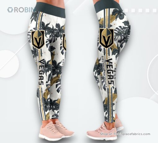 NHL Vegas Golden Knights Flower Leggings For Women, Vegas Golden Knights Merchandise