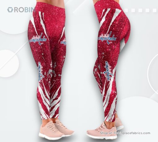 NHL Washington Capitals Flower High Waisted Leggings For Women, Capitals Gear