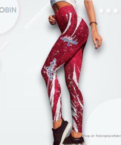 NHL Washington Capitals Flower High Waisted Leggings For Women, Capitals Gear NHL Washington Capitals Flower High Waisted Leggings For Women, Capitals Gear