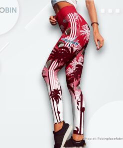NHL Washington Capitals Summer Flower High Waisted Leggings For Women, Washington Capitals Merchandise NHL Washington Capitals Summer Flower High Waisted Leggings For Women, Washington Capitals Merchandise