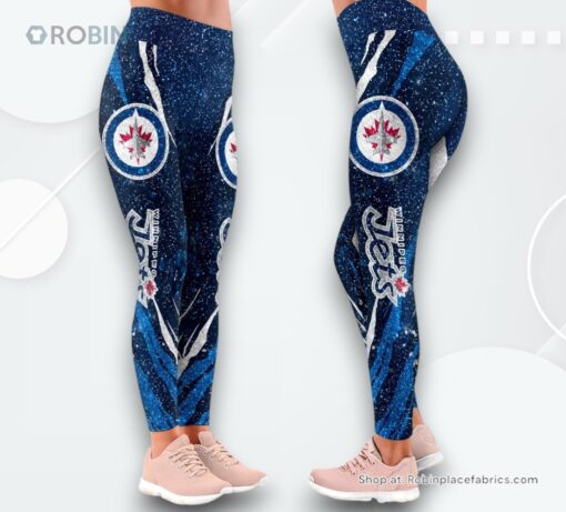 NHL Winnipeg Jets Flower High Waisted Leggings For Women, Winnipeg Jets Team Gifts